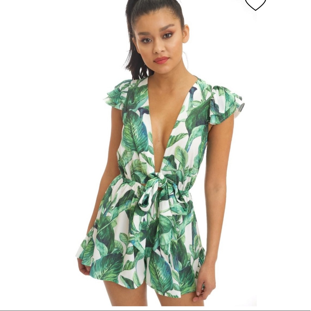 Luxxel green leaf romper